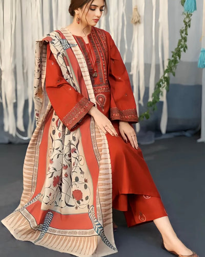 Urge | 3PC Luxury Lawn | Jacquard Monar Printed Dupatta